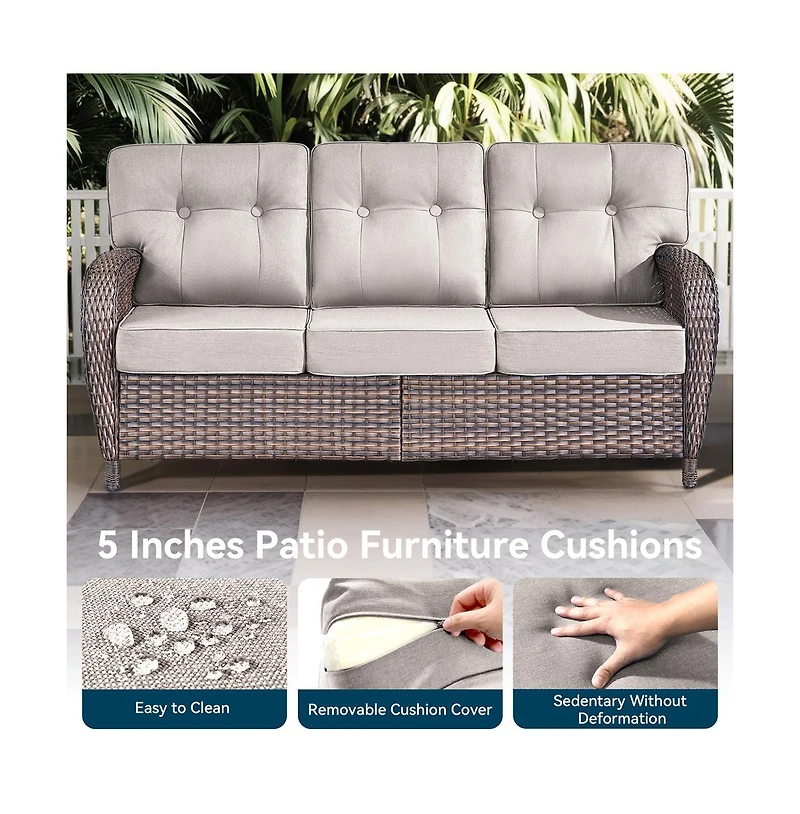 Pocassy All-weather Wicker 5 - Person Patio Conversation Sets With Fire Table