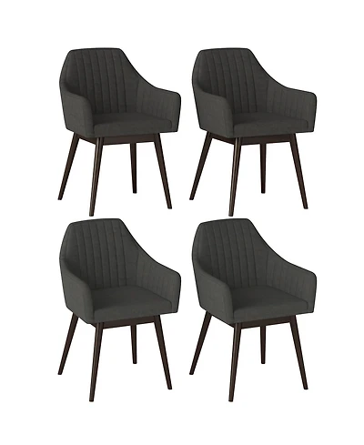 Gymax Set of 4 Dining Chairs Upholstered Kitchen Table With Solid Wood Legs