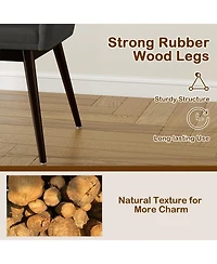 Gymax Set of 4 Dining Chairs Upholstered Kitchen Table With Solid Wood Legs