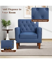 Gymax 2Piece Mid Century Modern Accent Chair With Button Tufted Decoration Rivets Home