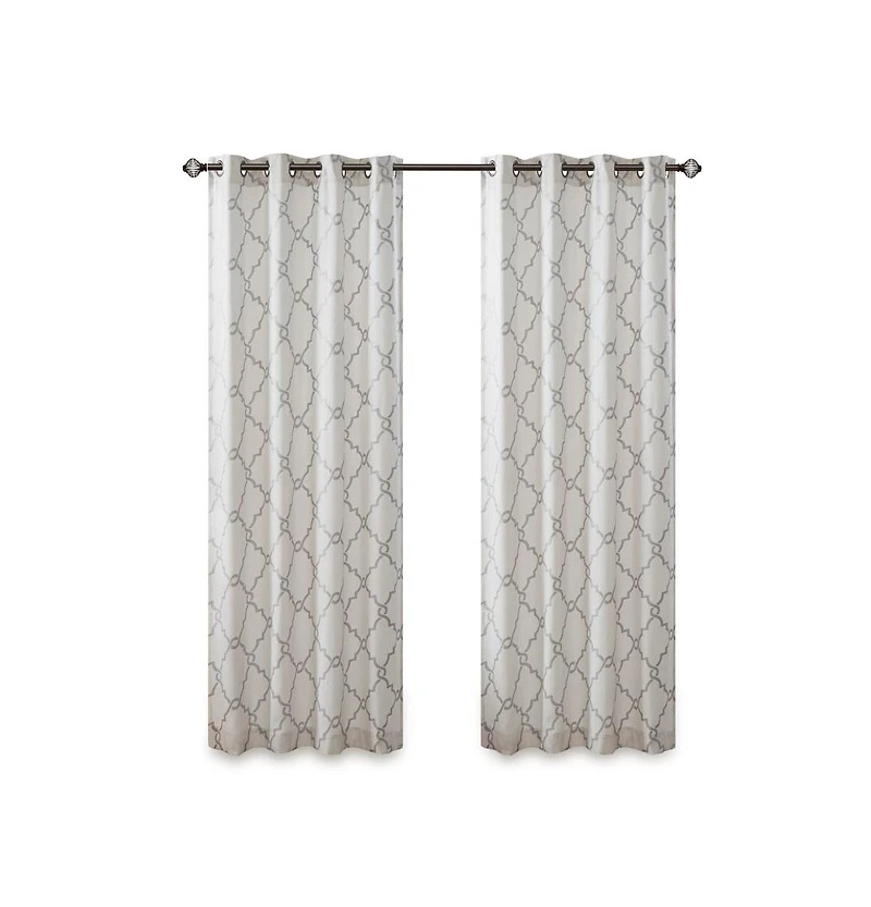 Fretwork Print Grommet Top Window Curtain Panel