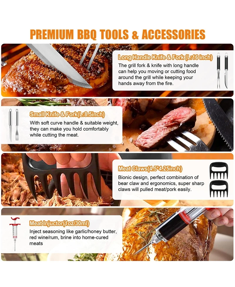 Xdovet Bbq Grill Tools Set 38pieces Stainless Steel Aluminum Case Mats