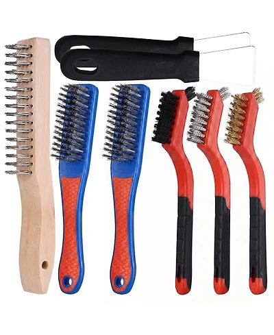 Xdovet 8Wire Brush Set Rust Removal Heavy Duty Scratch Brushes Stainless Steel Nylon Bristles Metal Scrapers