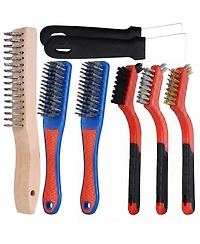 Xdovet 8Wire Brush Set Rust Removal Heavy Duty Scratch Brushes Stainless Steel Nylon Bristles Metal Scrapers