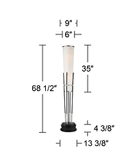 Possini Euro Design Flute Modern Torchiere Floor Lamp with Riser Brushed Nickel White Linen Shade for Living Room Bedroom