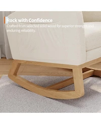 homfan Modern Rocking Chair for Living Room, Comfortable Recliner Rocker with Side Pocket, Soft Linen Upholstered Glider Chair for Bedroom, Nursery