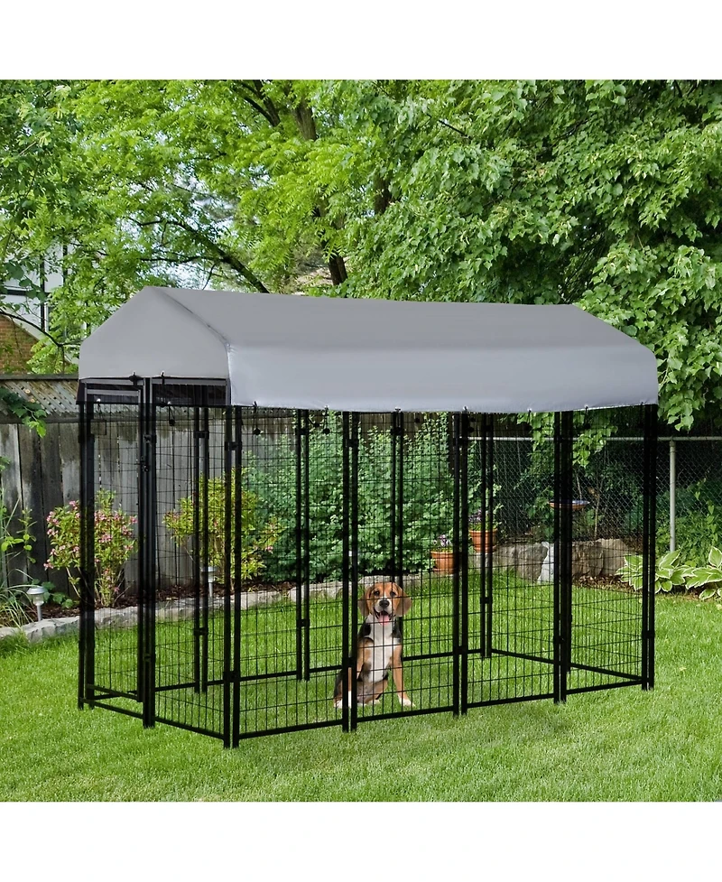 Ruie 8x4x6 ft Outdoor Dog Kennel with Waterproof Roof and Welded Wire Run