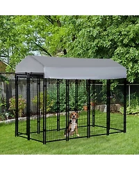 Ruie 8x4x6 ft Outdoor Dog Kennel with Waterproof Roof and Welded Wire Run