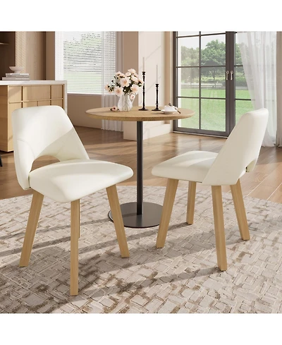 homfan Dining Chairs of 2, Pu Leather Upholstered with Wood Frame, Scratch-Resistant Padded Seat, Modern Armless Side