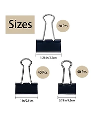 Danrong Binder Clips 3 Sizes 100 Pack Sturdy Multi Use Office School Home Supplies