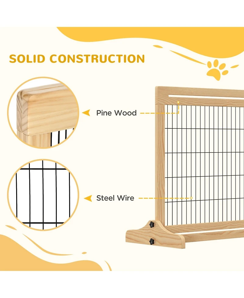 Ruie 71 Inch Extra Wide Freestanding Pet Gate with Adjustable Length for Doorways