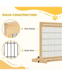 Ruie 71 Inch Extra Wide Freestanding Pet Gate with Adjustable Length for Doorways