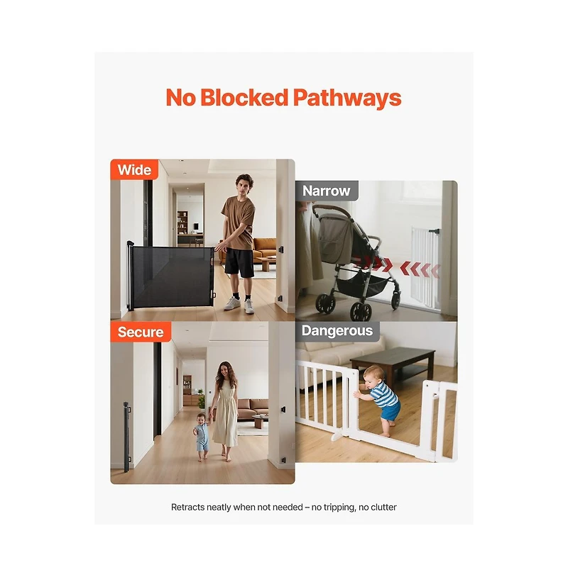 Ruie Retractable Mesh Pet Gate Extends to 72 in Wide and 31 in Tall