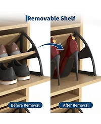 homfan Shoe Cabinet with 2 Flip Drawers - Hall Tree Storage Adjustable Shelf and Anti-Tip Kit for Entryway
