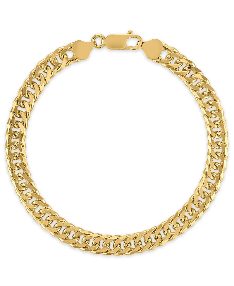 Macy's Men's Triple Bevel Curb Link Bracelet in 14k Gold Over Sterling Silver