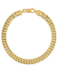 Macy's Men's Triple Bevel Curb Link Bracelet in 14k Gold Over Sterling Silver