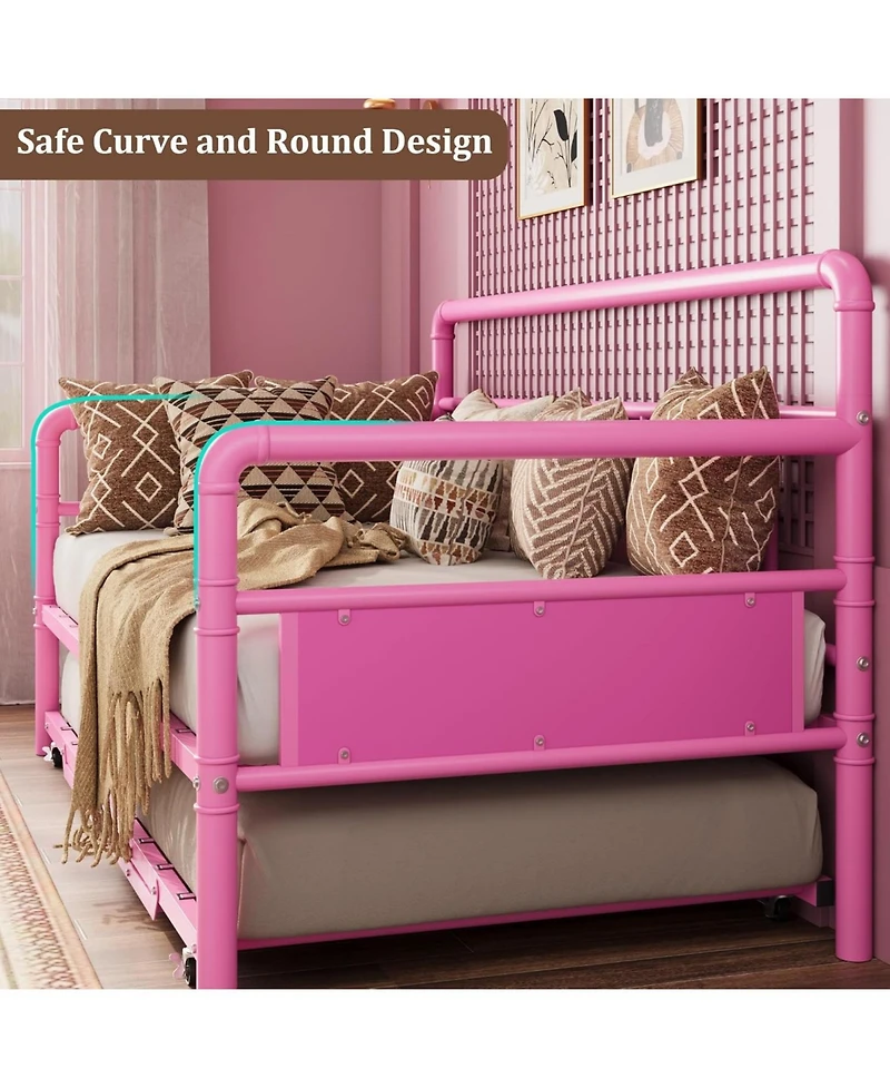 gaomon Metal Daybed Frame Twin Size, Industrial Sofa Bed with Iron Frame, Heavy Duty for Living Room, Office, or Guest Room