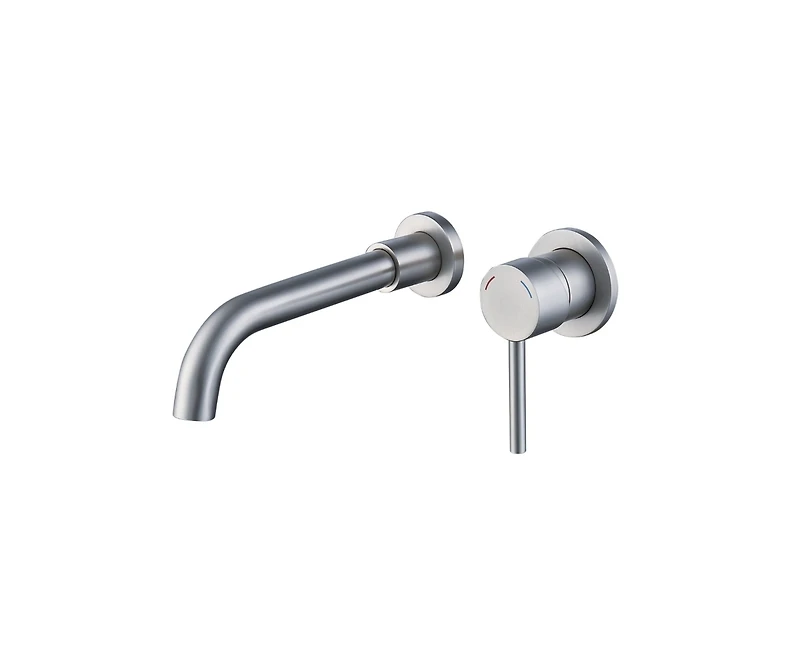 Busdays Single Handle Wall Mount Faucet Brushed Nickel 2 Hole Brass Rough in Valve Included for Bathroom Sink or Bathtub