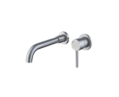 Busdays Single Handle Wall Mount Faucet Brushed Nickel 2 Hole Brass Rough in Valve Included for Bathroom Sink or Bathtub