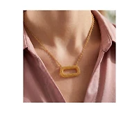 Rachel Glauber Unique 14K Gold Plated Woven Mesh Rectangular Necklace