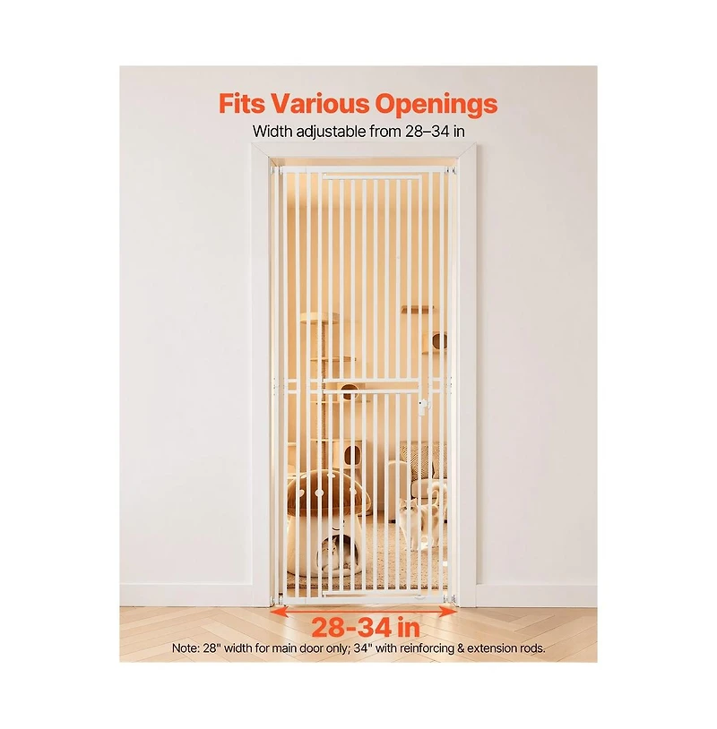 Ruie 78 in Extra Tall Pet Gate with Adjustable 28 to 34 in Width