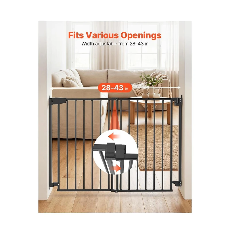 Ruie Drill Mount Pet Gate for Stairs 36 in High and 28 to 43 in Wide