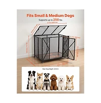 Ruie 38 in Heavy Duty Dog Crate with Double Doors and Lockable Wheels