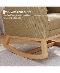 homfan Rocking Chair with Footrest, Linen Glider Chair with Side Pockets, Nursery Chair with Pillow, Rocking Accent Armchair