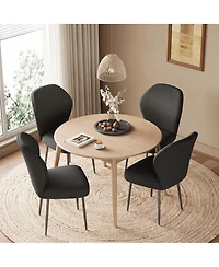 homfan Linen Dining Chairs Set of 4, Modern Fabric Upholstered Kitchen Side Chairs with Metal Pegs, For Living Room, Kitchen, Dining Room