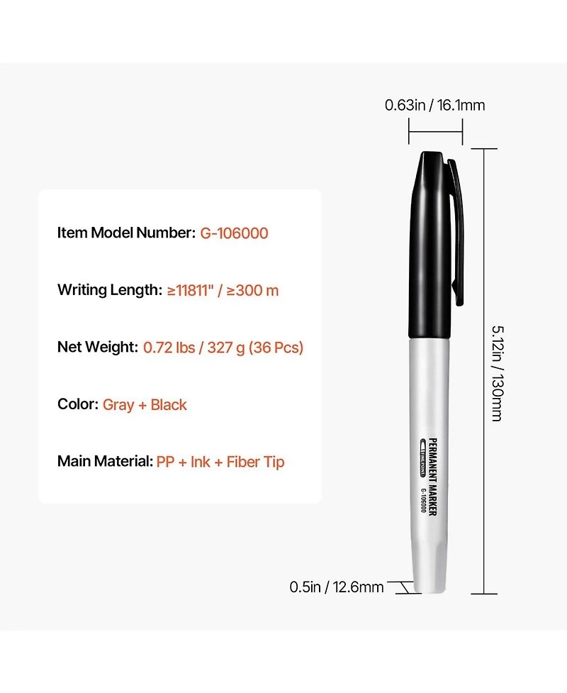 Sevorley Black Permanent Markers, 36-Pack Fine Point Marker Set, Quick-Drying and Fade-Resistant