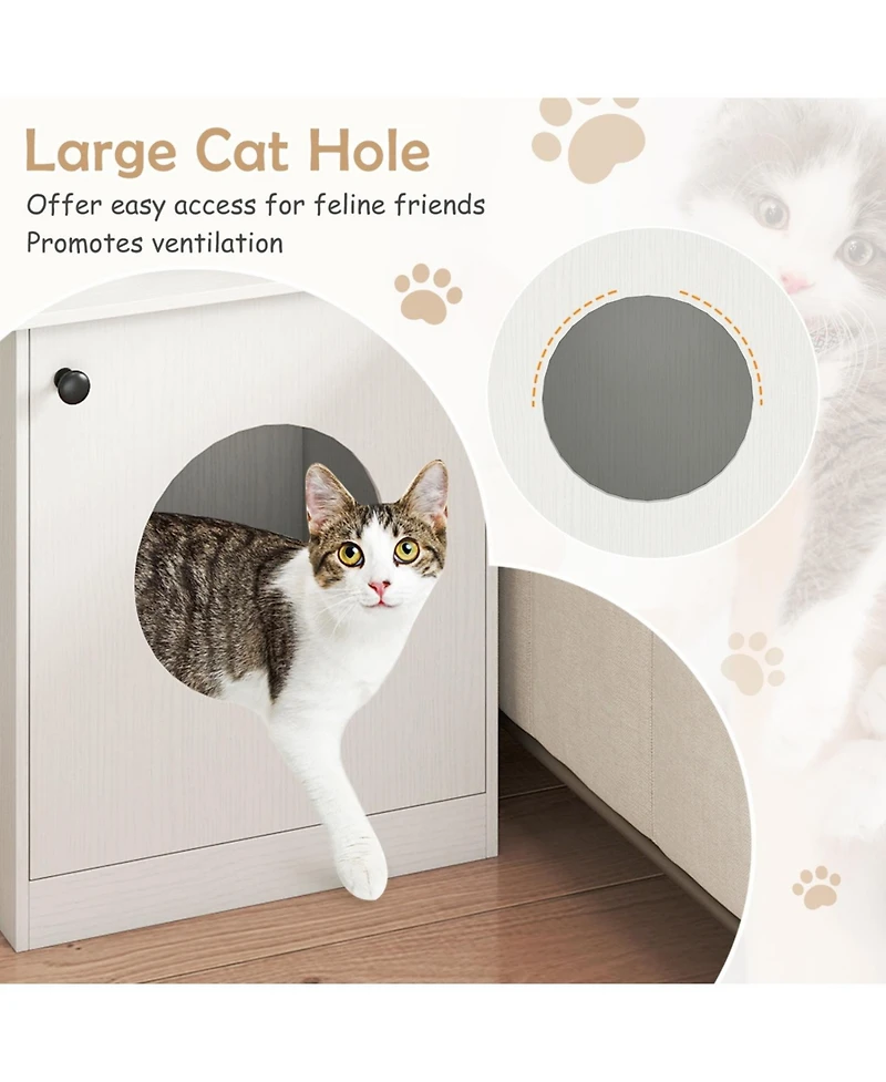 Ruie Modern Cat Litter Box Enclosure Side Table with Openable Door