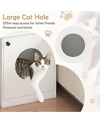 Ruie Modern Cat Litter Box Enclosure Side Table with Openable Door