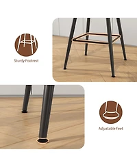 homfan Set of 2 25" Upholstered Bar Stools, Counter Height Chenille Fabric Barstool with Footrest, Backrest and Metal Legs, Modern Bar Chairs