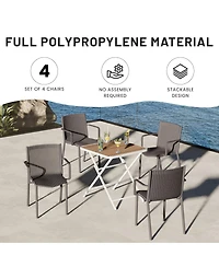 Streamdale Furniture Summer 4 Pieces Modern Stackable Plastic Armchairs, Ergonomic