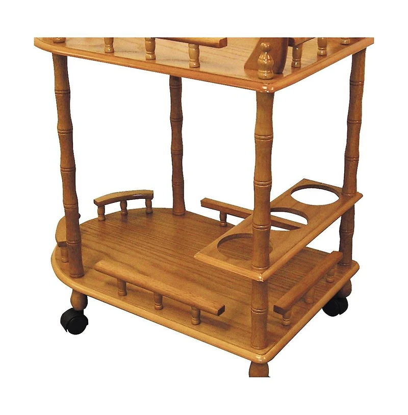 HomeRoots 24" Wood Rolling Bar Cart with Wine Storage