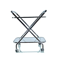 HomeRoots 26" Metal and Glass Rolling Bar Cart