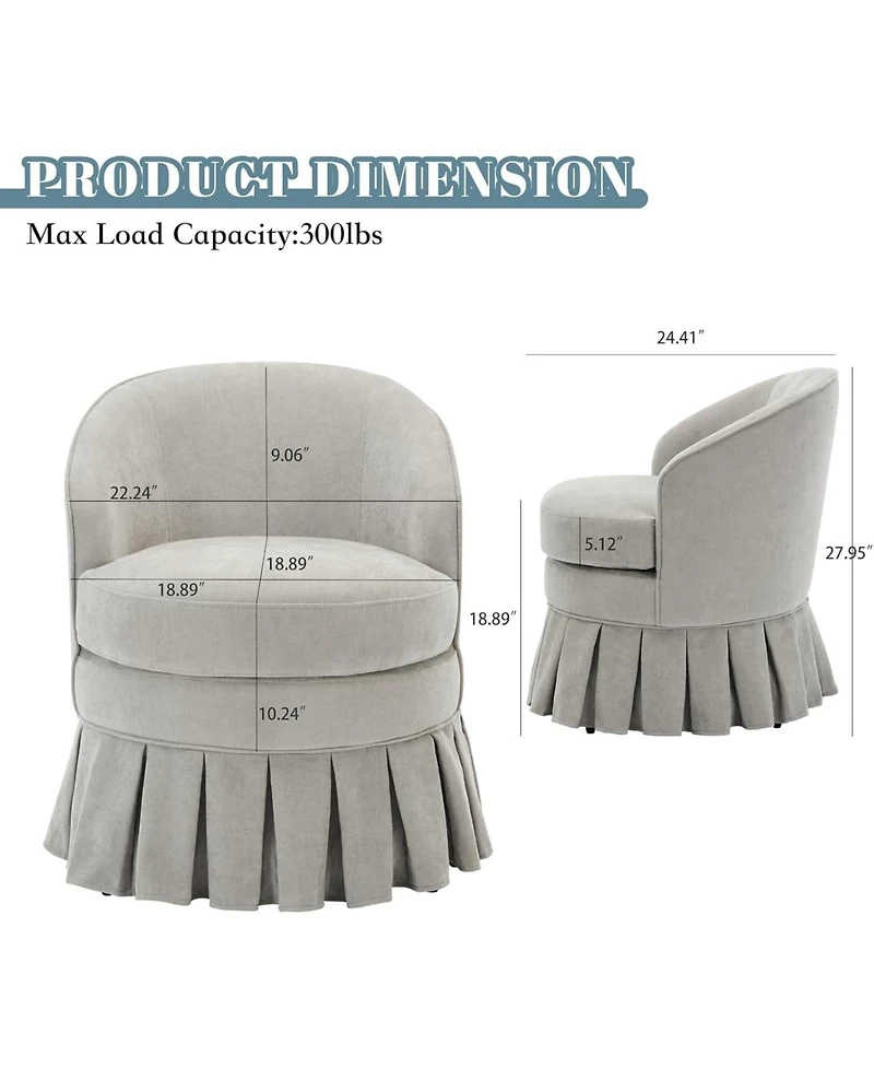 homfan Set of 2 Upholstered Vanity Chairs with Side Pockets and Wood Legs, Mid-Century Tall Back Accent Seat