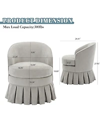 homfan Set of 2 Upholstered Vanity Chairs with Side Pockets and Wood Legs, Mid-Century Tall Back Accent Seat