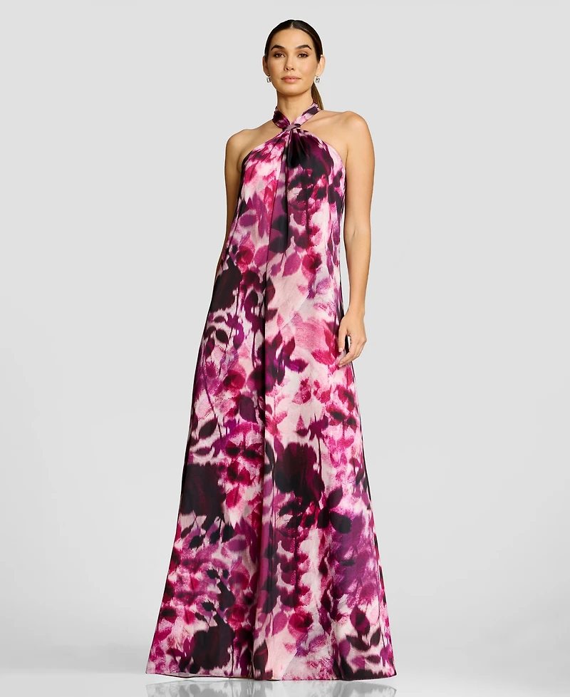 Dress the Population Women's Gathered Halter Neck Maxi