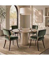 homfan Dining Chairs Set of 4, Mid Century Upholstered Chairs with Linen Fabric, Modern Armless Kitchen Chairs with Wood Legs