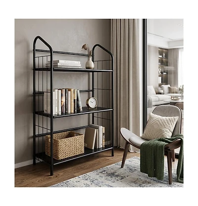 HomeRoots 37" Metal Three Tier Bookcase