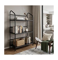 HomeRoots 37" Metal Three Tier Bookcase