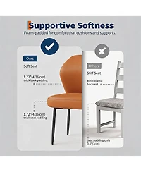 homfan Pu Leather Dining Chairs Set of 4, Modern Fabric Upholstered Kitchen Side Chairs with Metal Pegs, For Living Room, Kitchen, Dining Room