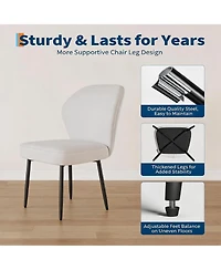 homfan Linen Dining Chairs Set of 4, Modern Fabric Upholstered Kitchen Side Chairs with Metal Pegs, For Living Room, Kitchen, Dining Room