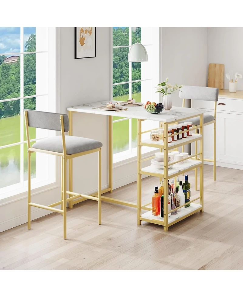 homfan Set of 2 Velvet Counter Height Bar Stools with Backrest and Footrest