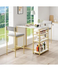 homfan Set of 2 Velvet Counter Height Bar Stools with Backrest and Footrest