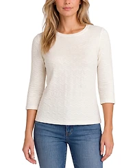 Liverpool Los Angeles Women's 3/4-Sleeve Crewneck Knit Top