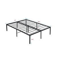 Lucky One Queen Size Heavy Duty Metal Bed Frame, Reinforced Steel Slats, Noise-Free, No Box Spring Needed, Under-Bed Storage