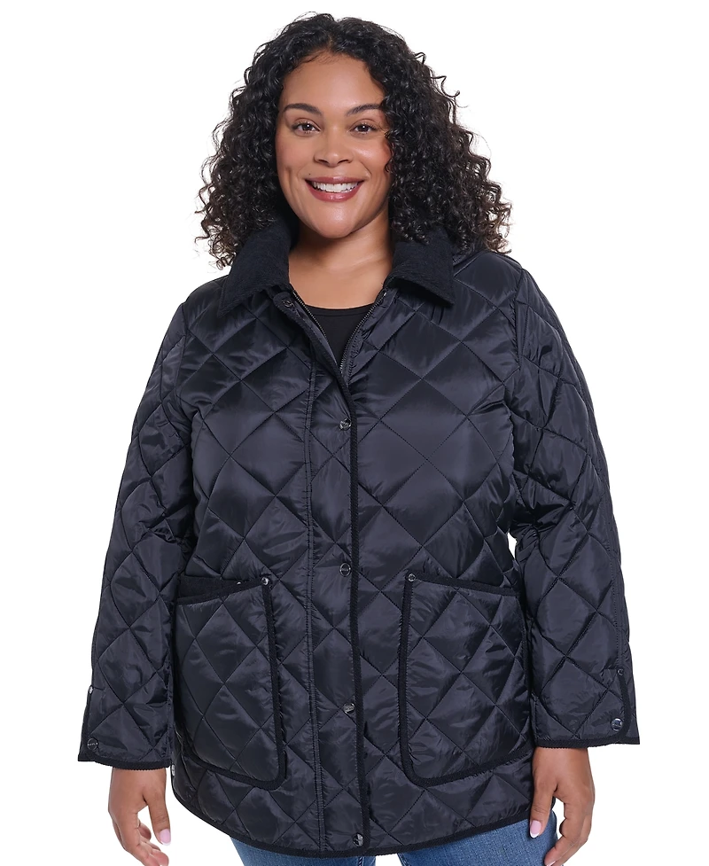Dkny Plus Corduroy Collar Coat