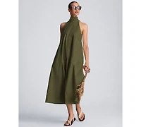 Kenneth Cole Women's Tie Back Halter Neck Midi Dress